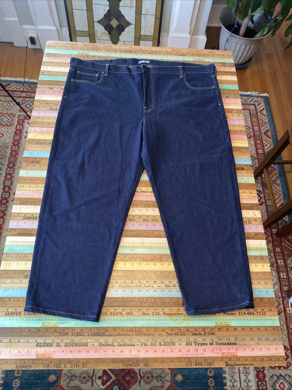 NEW Lands End Square Rigger Jeans Mens 54T Traditional Fit Dark Wash Stretch NWT